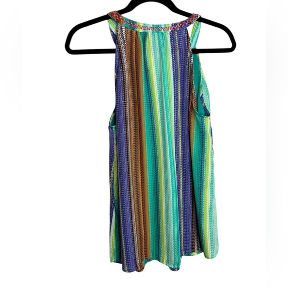 Savanna Jane Floral Embroidered Stripped Multicolor Tank Top Size Small - Picture 4 of 8